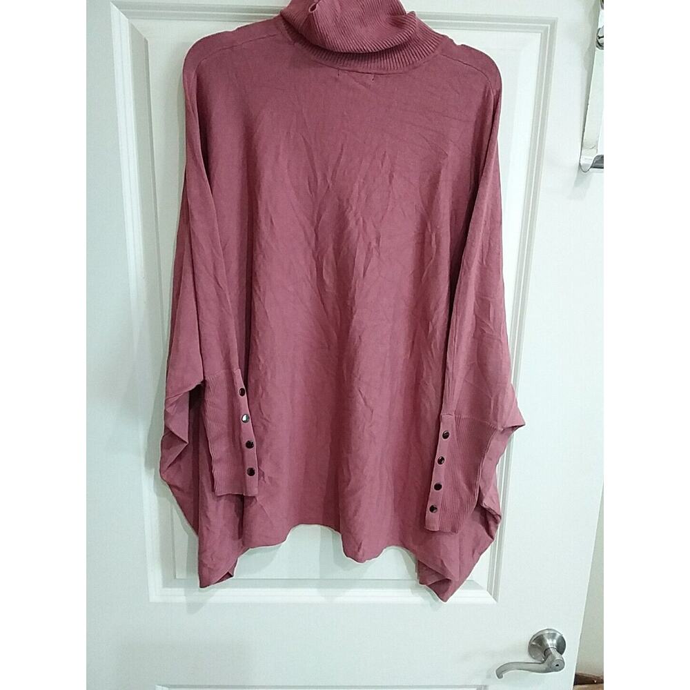 ALFANI Women's Withered Rose Turtleneck Oversized Dolman Sleeves Poncho SZ Large